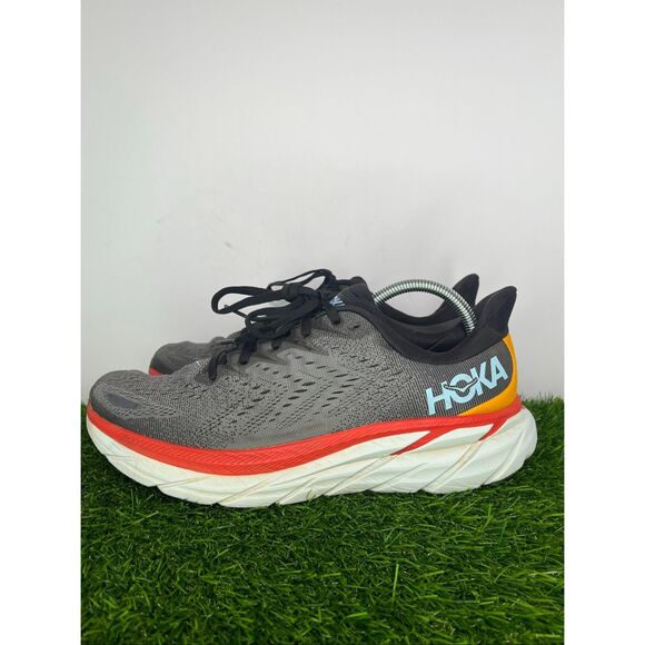 HOKA One One Clifton 8 Men’s 10D  Gray Red Running Shoes 1119393 main image 8